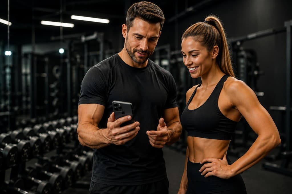 Trainer coaching a client